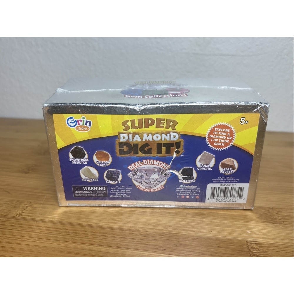 Grin Studios Super Diamond Dig It Real Diamond 1 In 24 Boxes Jewel Gem Box NEW